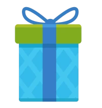 Santa raffle charity event blue Christmas box art